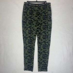 True Religion Camo Jogger Lounge Pants‎ Mens Large Stretch Elastic Waist Logo